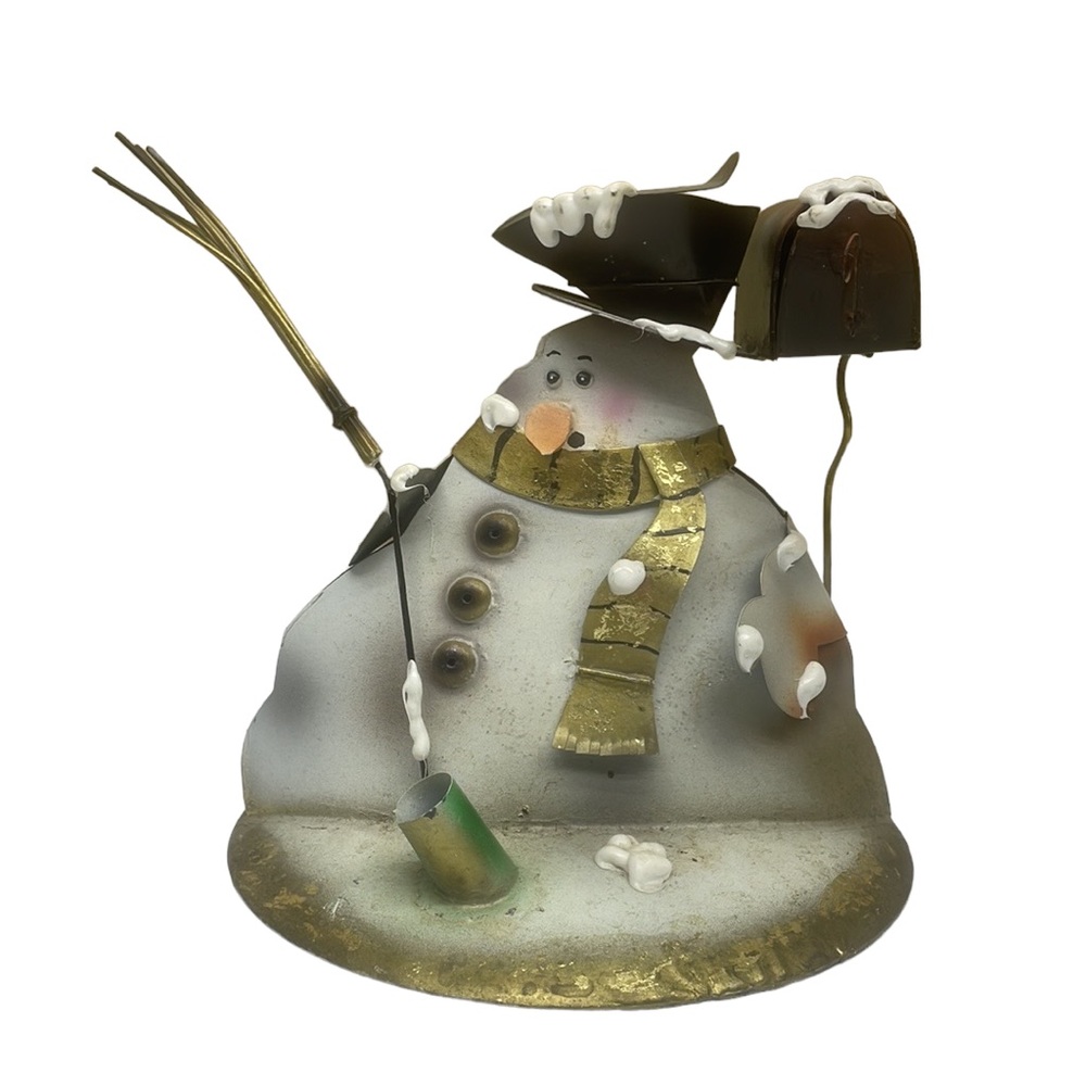 Tin Snow Man Christmas Holiday Decor Adorable